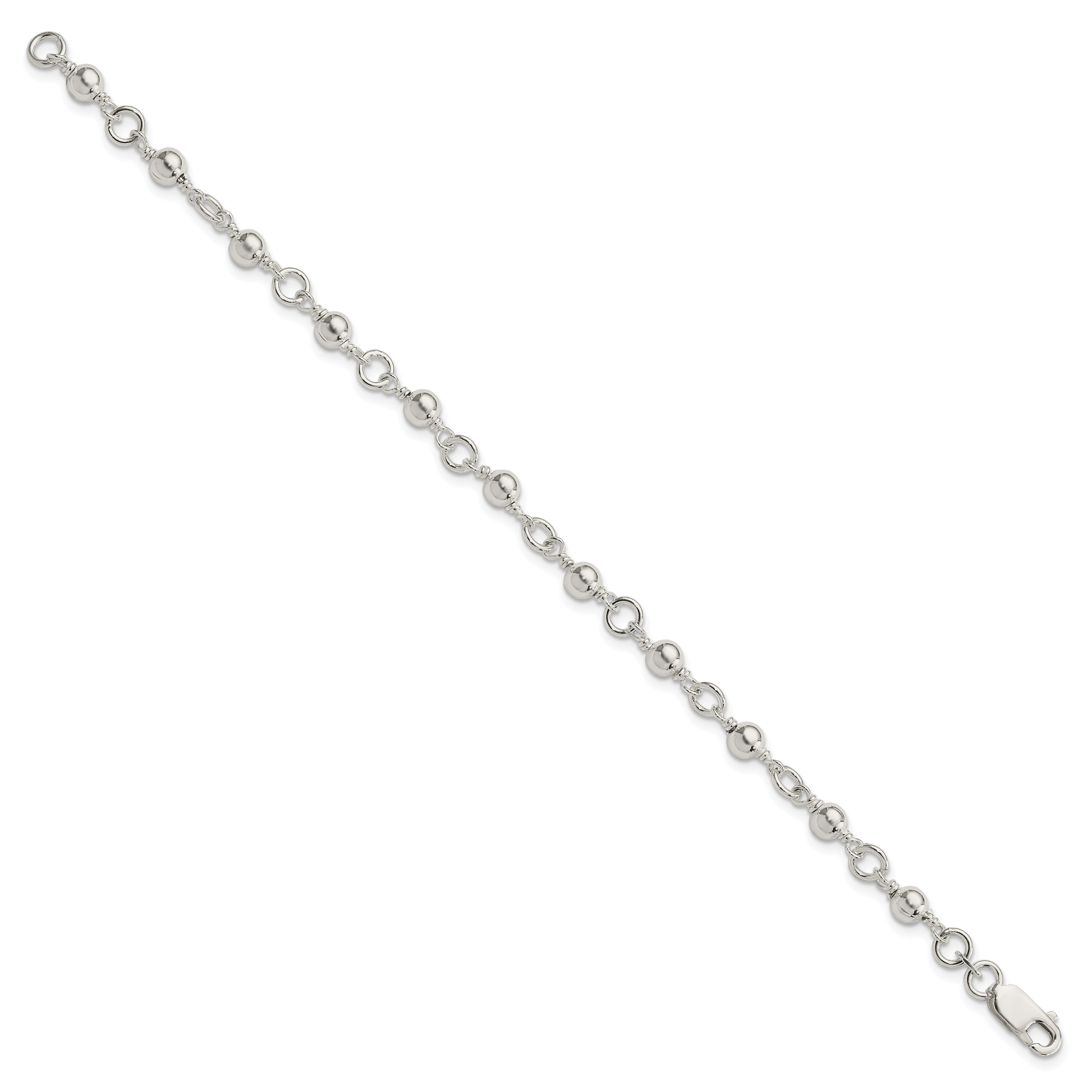 Sterling Silver Beaded Fancy Link Bracelet Secondary image