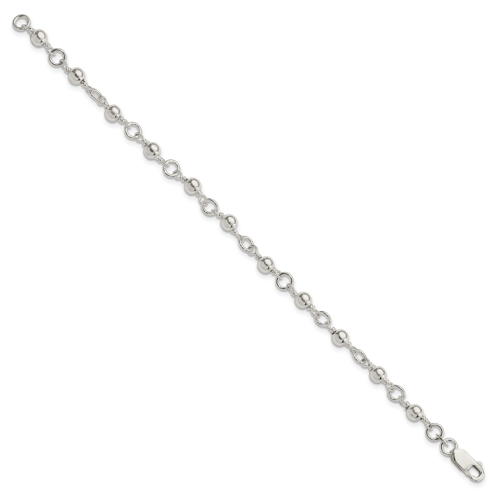 Sterling Silver Beaded Fancy Link Bracelet