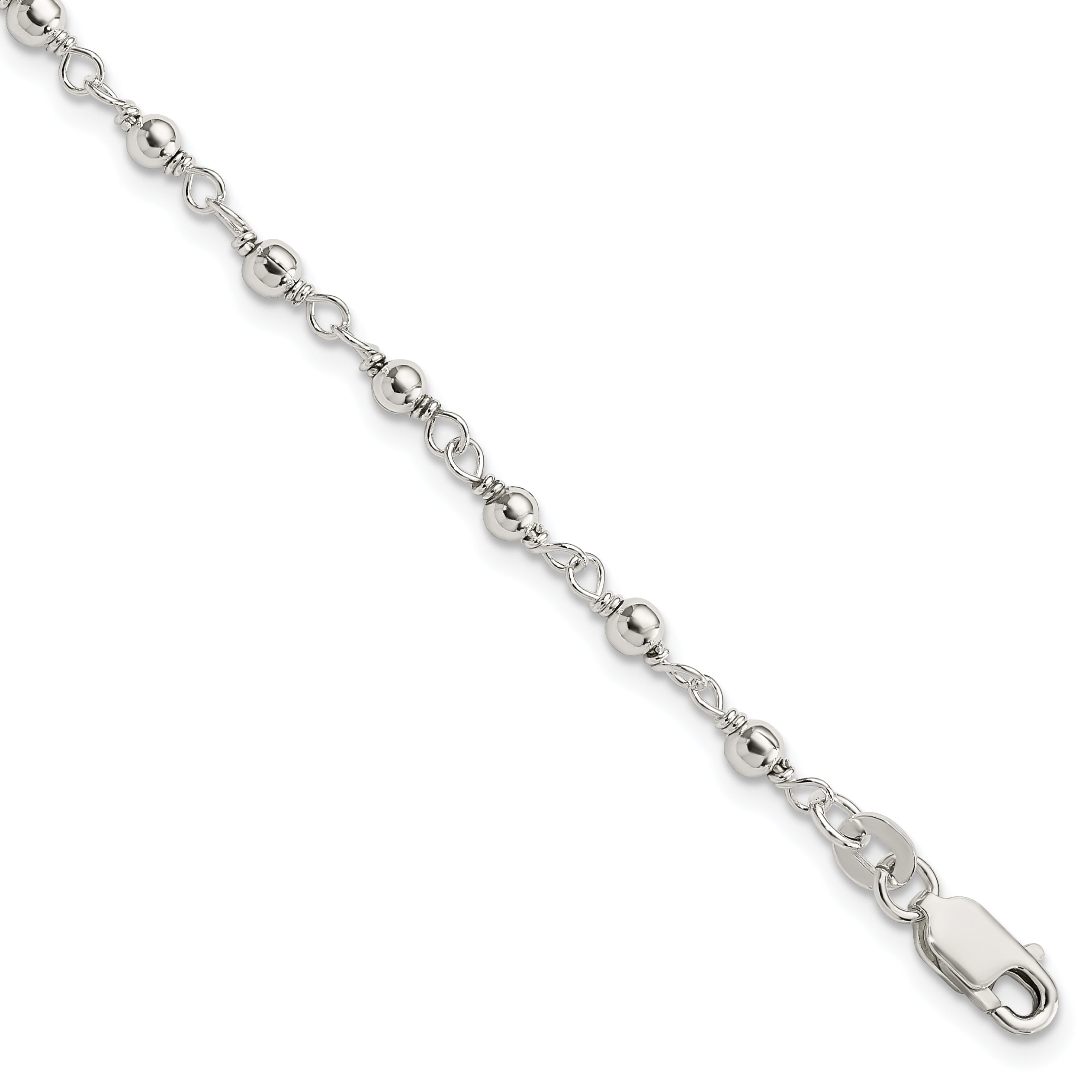 Sterling Silver Bead and Link Bracelet Main image
