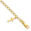 Sterling Silver Gold-tone Cross Charm Child's 6in With  1in ext. Bracelet