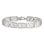 Sterling Silver 10mm Greek Key Link 7.5 inch Bracelet