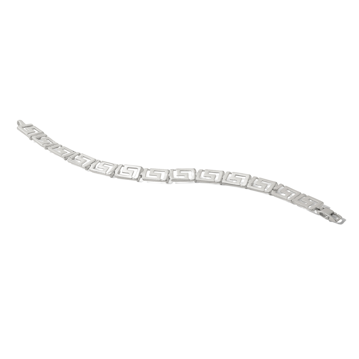 Sterling Silver 10mm Greek Key Link 7.5 inch Bracelet