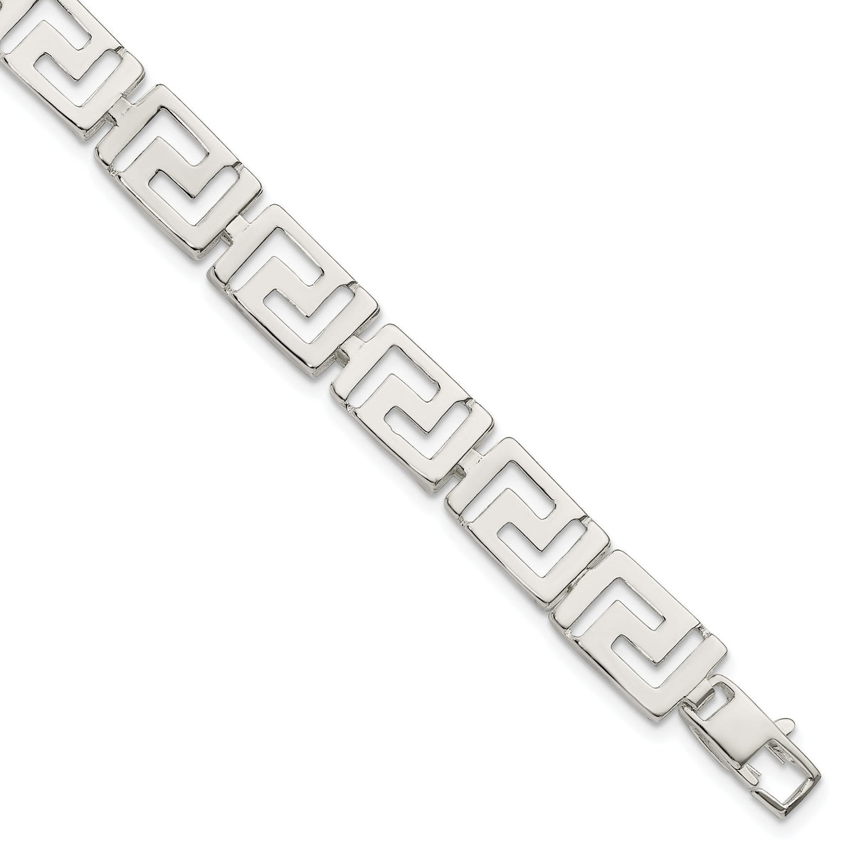 Greek Key Link Bracelet in Sterling Silver, 10mm, 7.5 Inch - Sophia Jewelers Main image
