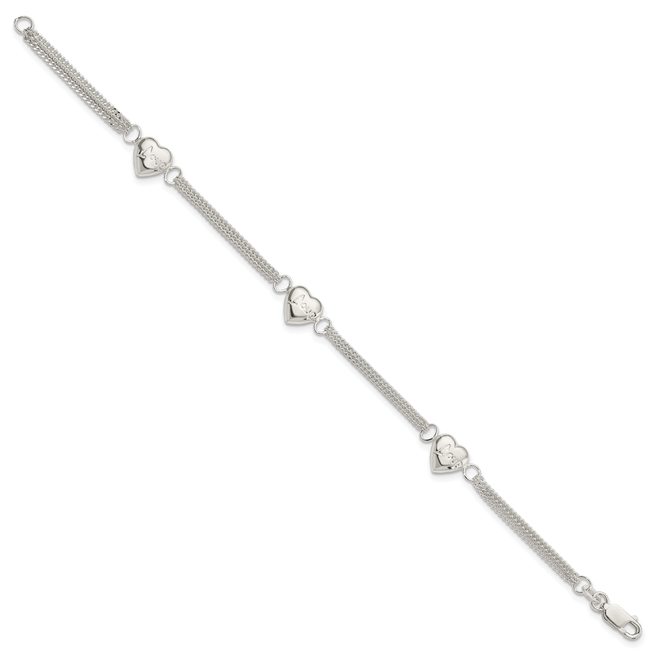 Heart with Love Bracelet in Sterling Silver Secondary image