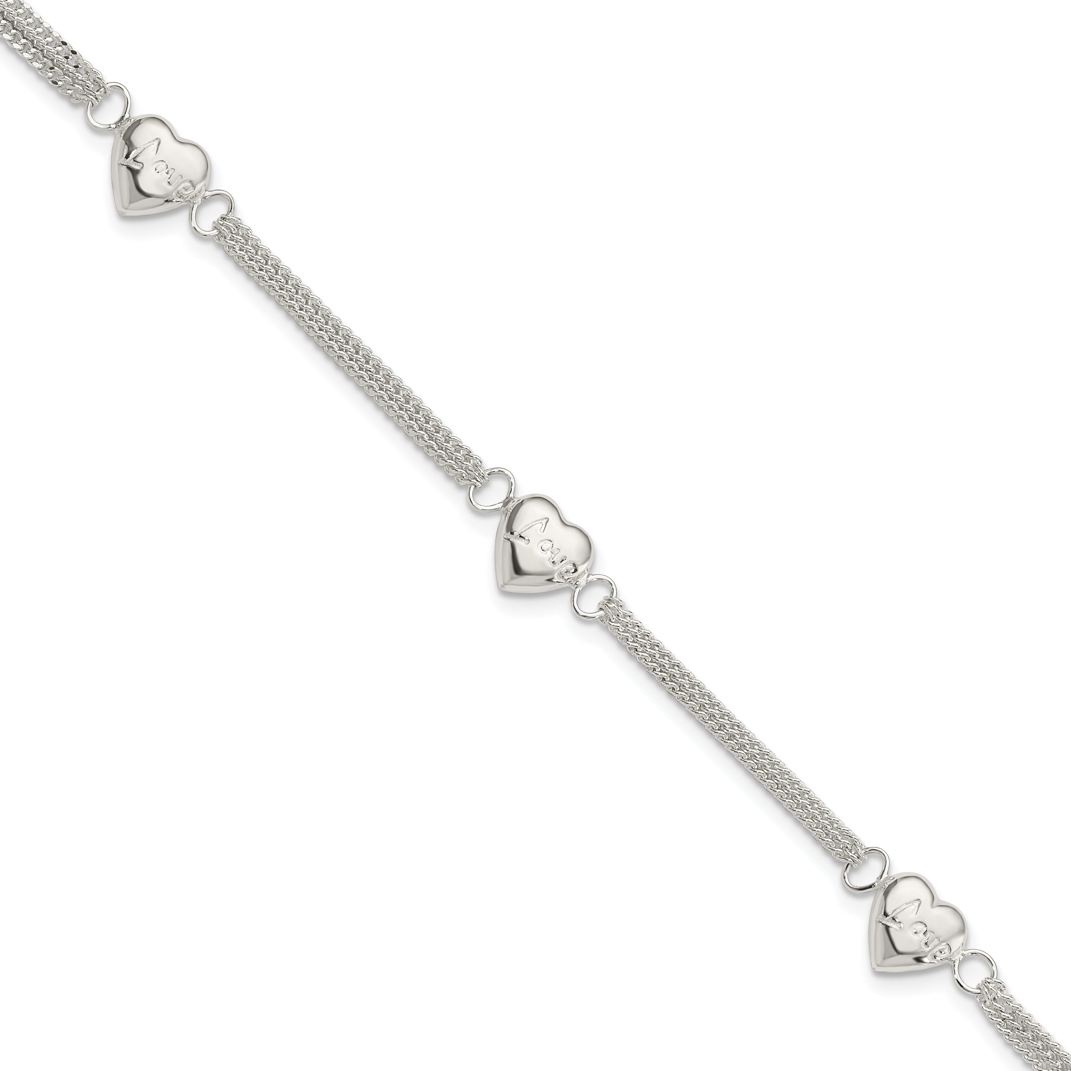 Sterling Silver Heart with Love Bracelet Main image