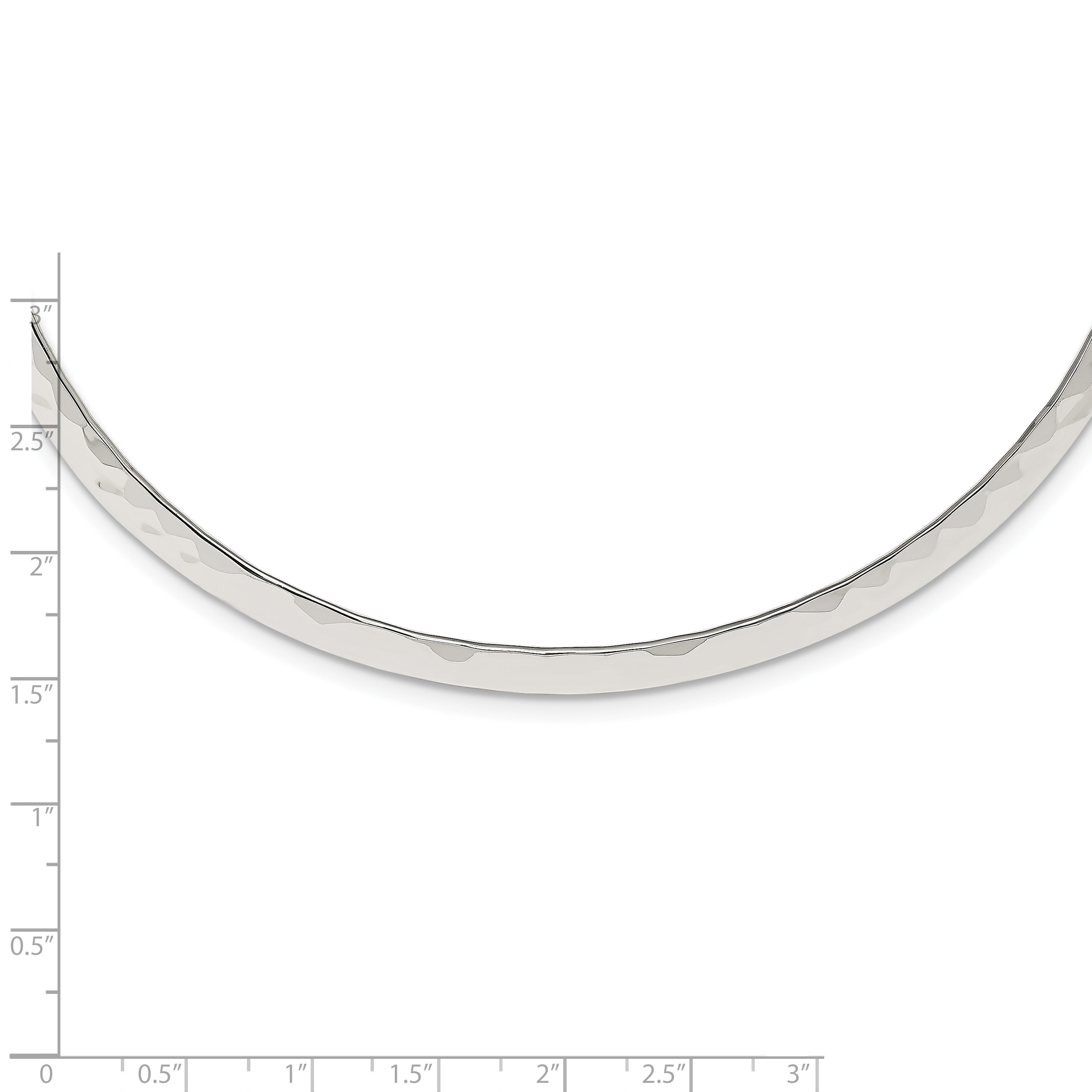 Sterling Silver Polished Hammered 6mm Neck Collar