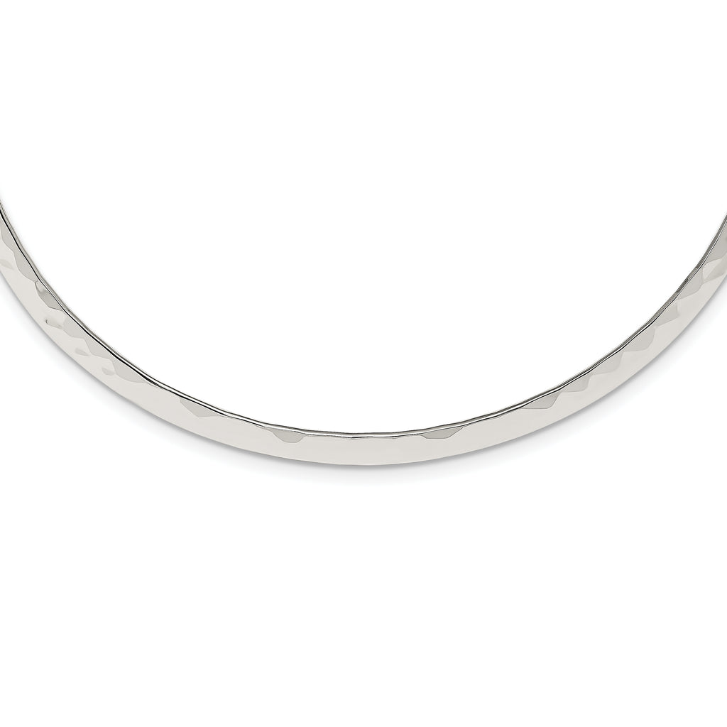 Sterling Silver Polished Hammered 6mm Neck Collar