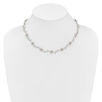 Sterling Silver Rhodium-plated CZ Vine Pattern and Fresheater Cultured Pearl Floral 16 inch Necklace