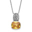 Sterling Silver Polished & Antiqued Yellow CZ Necklace