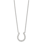 Sterling Silver Rhodium-plated CZ Horseshoe Necklace