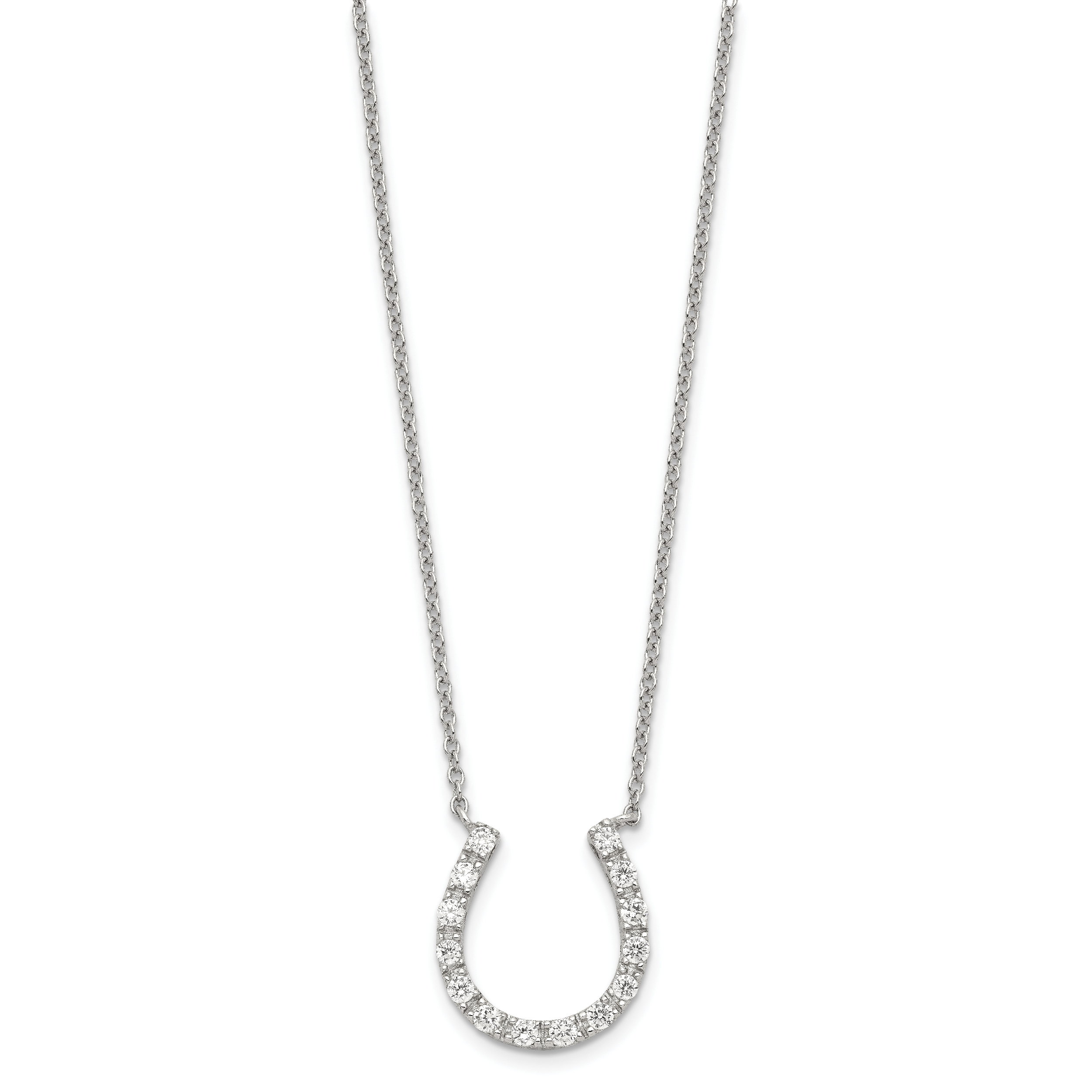 Sterling Silver Rhodium-plated CZ Horseshoe Necklace