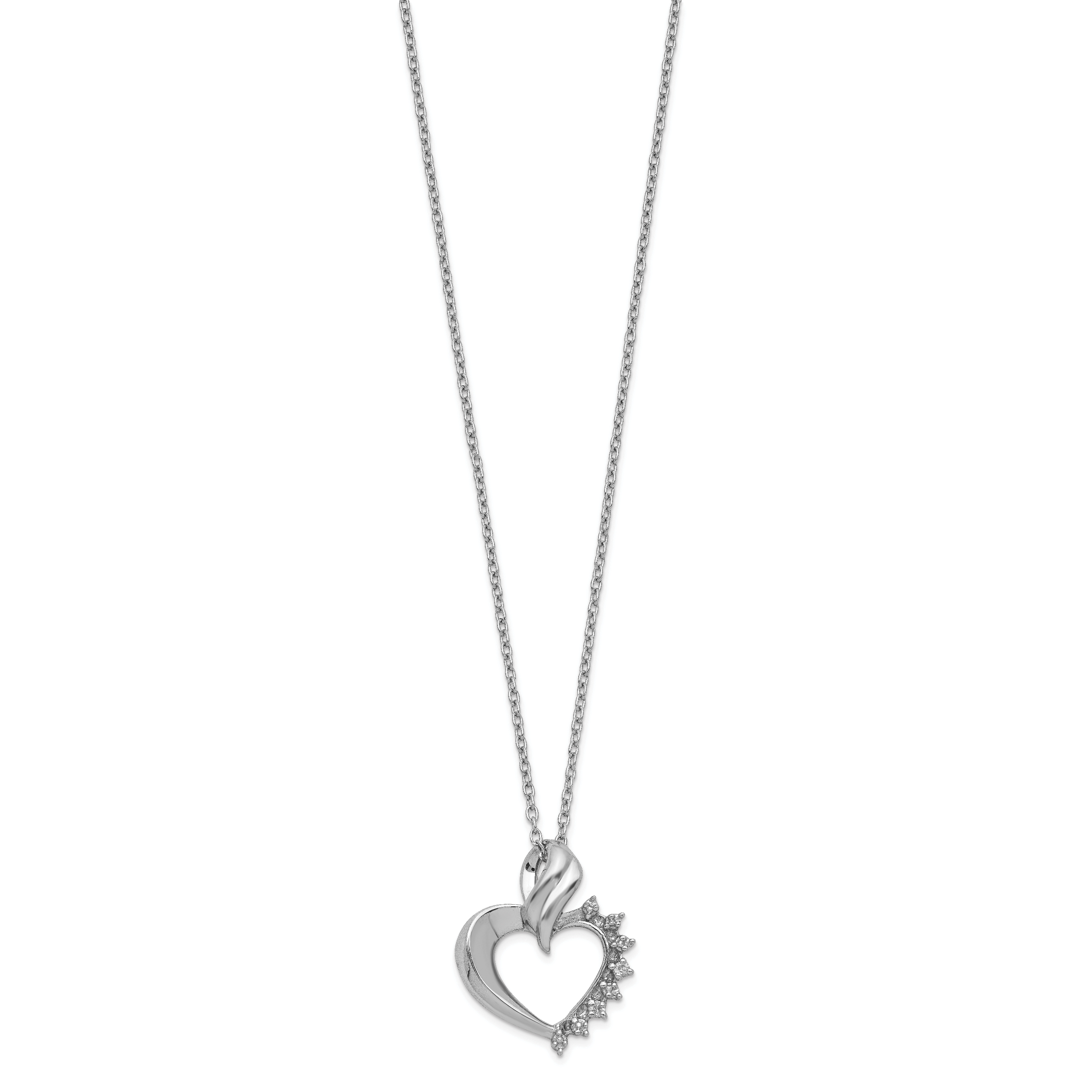 Sterling Silver Rhodium-plated Heart Diamond Necklace Secondary image