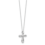 Sterling Silver Rhodium-plated Cross Diamond Necklace