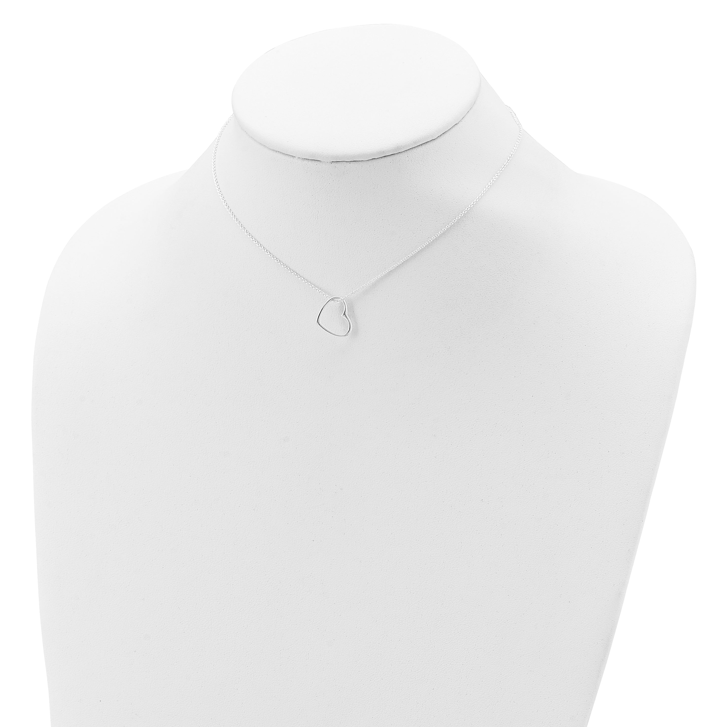 Sterling Silver Heart 14 IN With 2 In EXT Necklace
