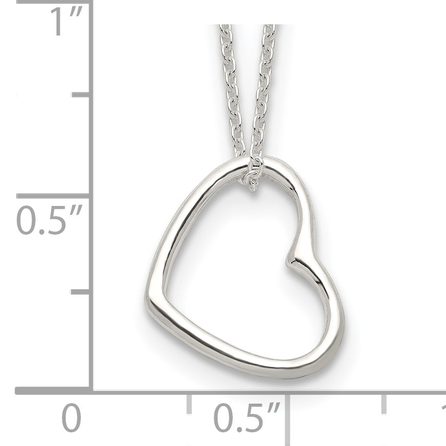 Sterling Silver Heart 14 IN With 2 In EXT Necklace