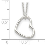 Sterling Silver Heart 14 IN With 2 In EXT Necklace