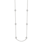 Sterling Silver 16 Inch With 2 in ext. 8-Station CZ Necklace