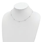 Sterling Silver 16 Inch With 2 in ext. 8-Station CZ Necklace