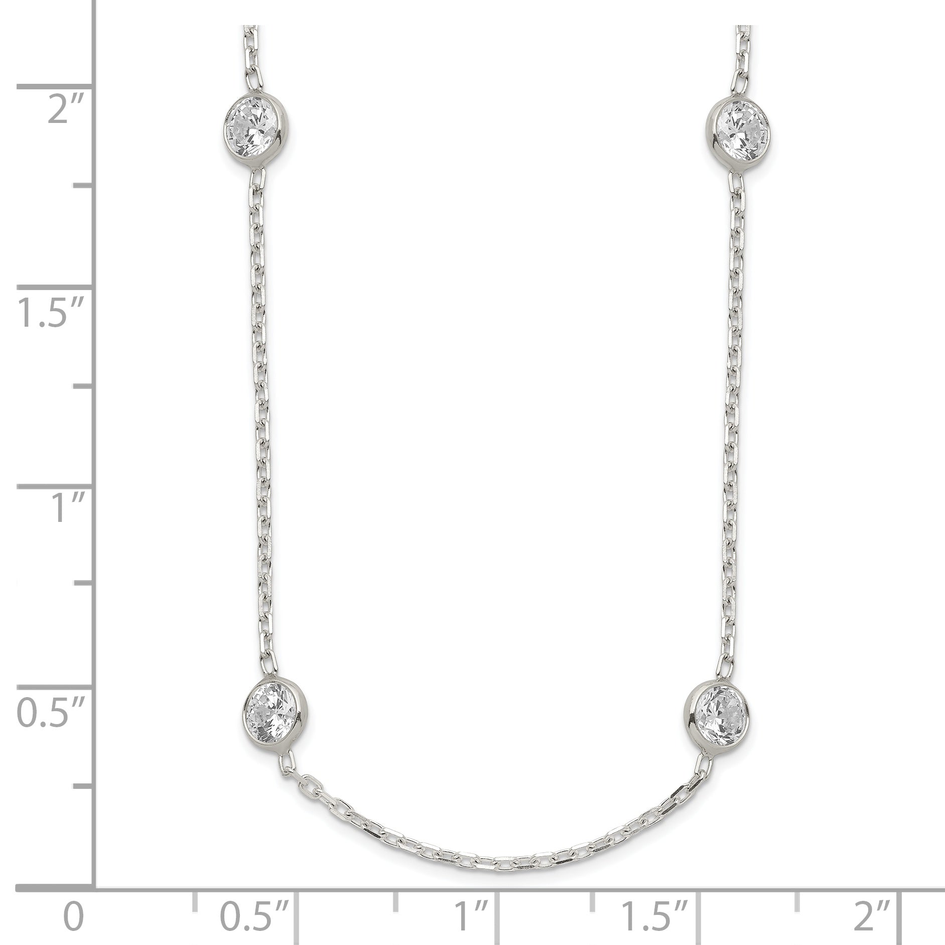 Sterling Silver 16 Inch With 2 in ext. 8-Station CZ Necklace