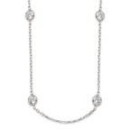 Sterling Silver 24 Inch With 2 in ext. Station CZ Necklace