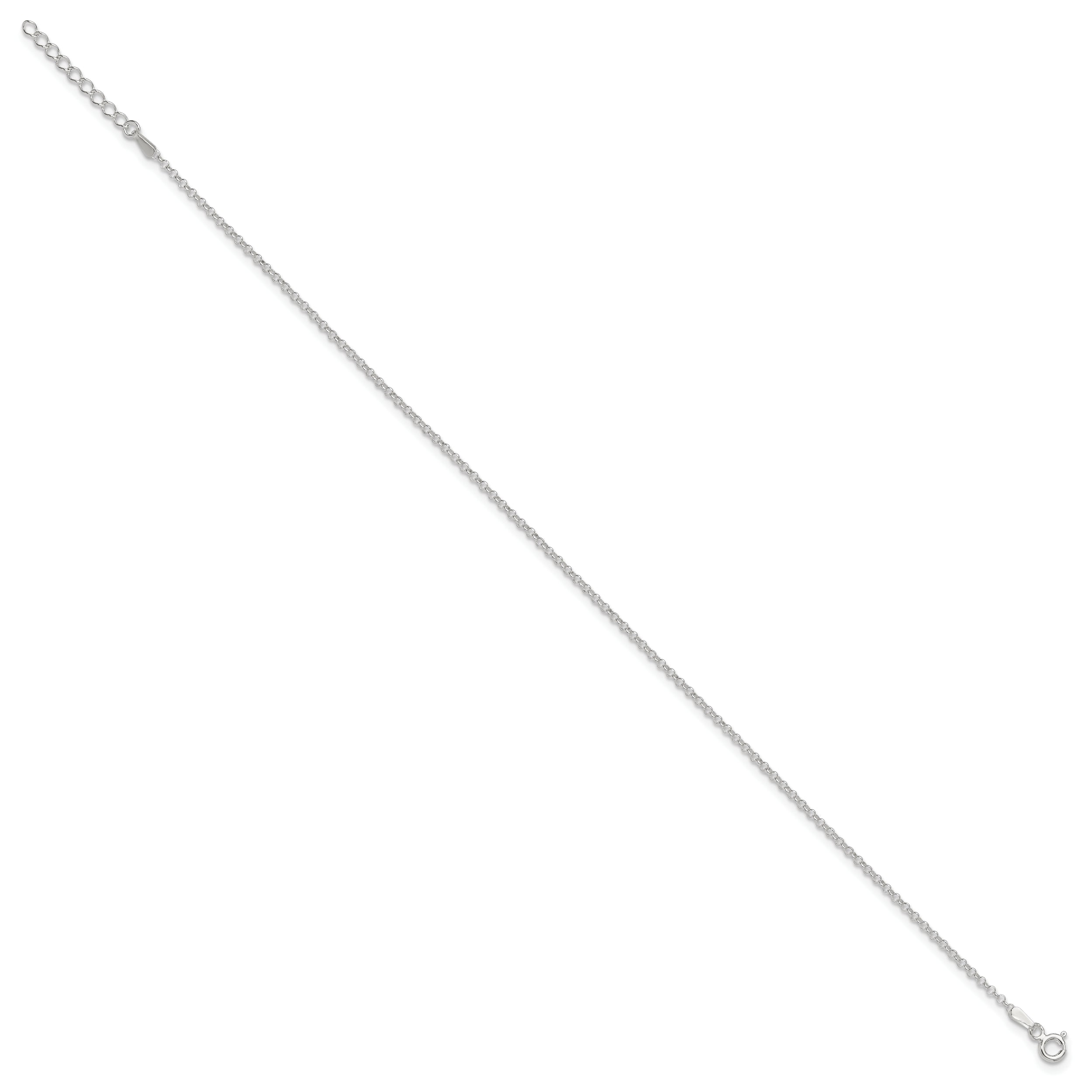 Sterling Silver 1.5mm Rolo Chain 9 inch Plus 1 inch Extender - Total 10 inch Anklet