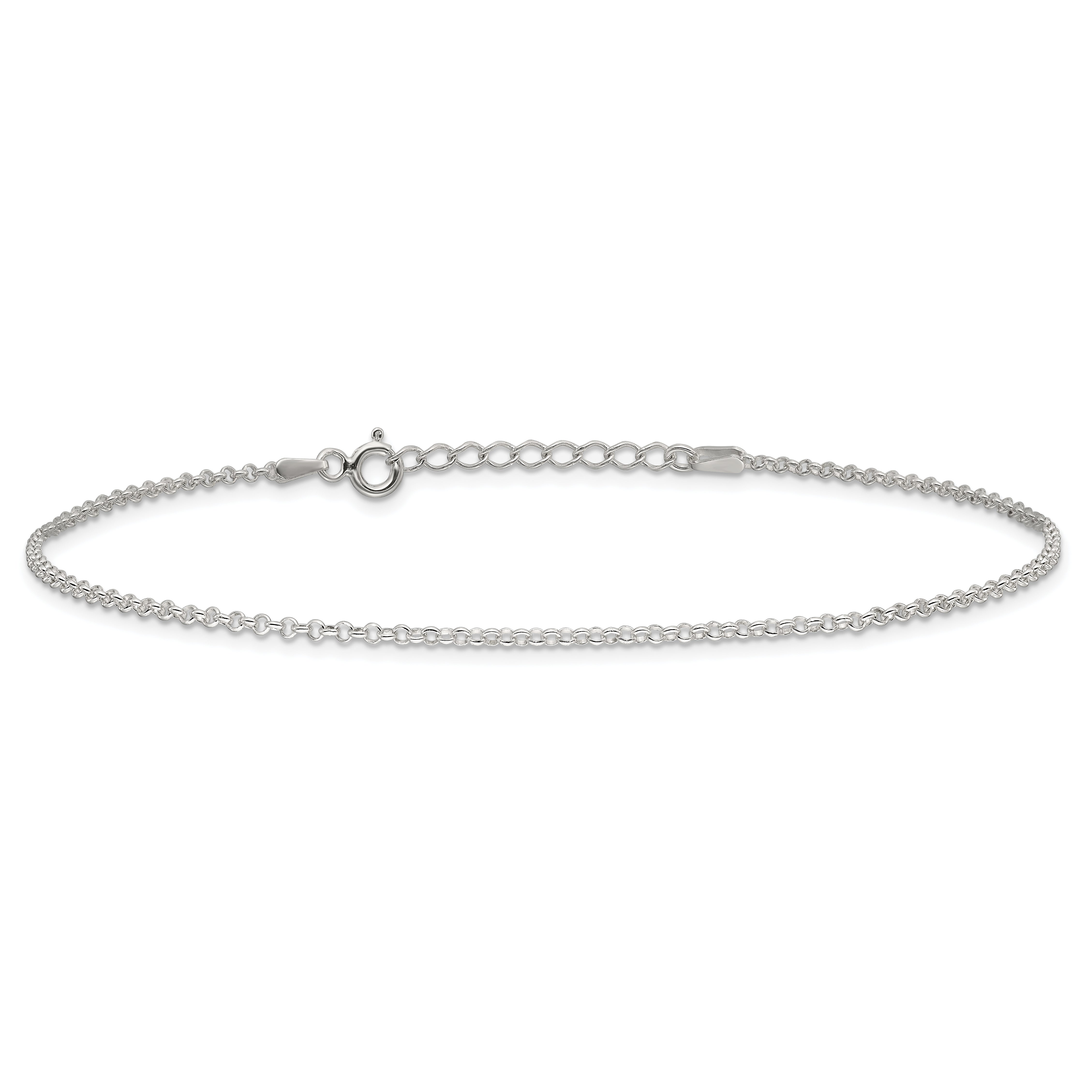 Sterling Silver 1.5mm Rolo Chain 9 inch Plus 1 inch Extender - Total 10 inch Anklet