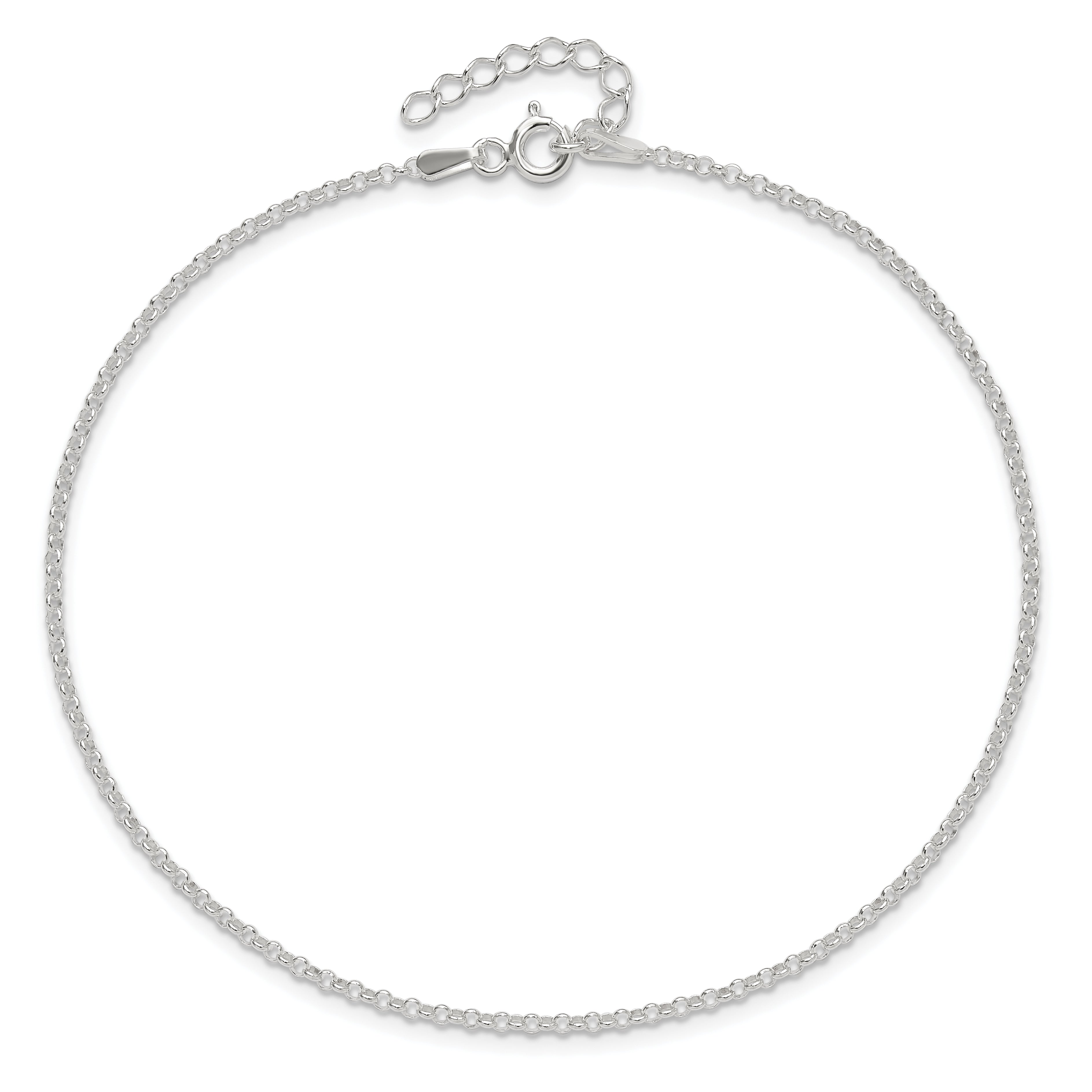 Sterling Silver 1.5mm Rolo Chain 9 inch Plus 1 inch Extender - Total 10 inch Anklet