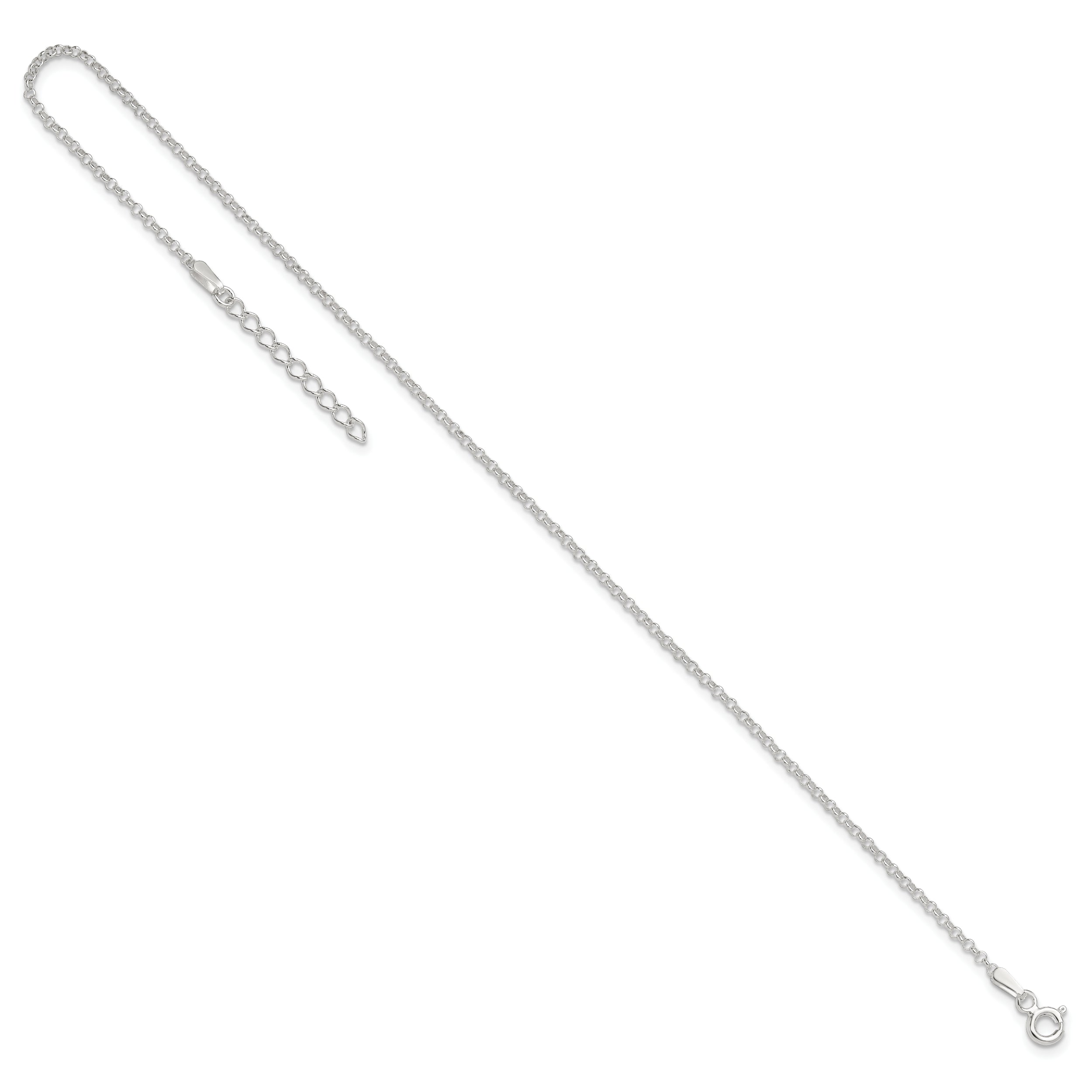 Sterling Silver 1.5mm Rolo Chain 9 inch Plus 1 inch Extender - Total 10 inch Anklet