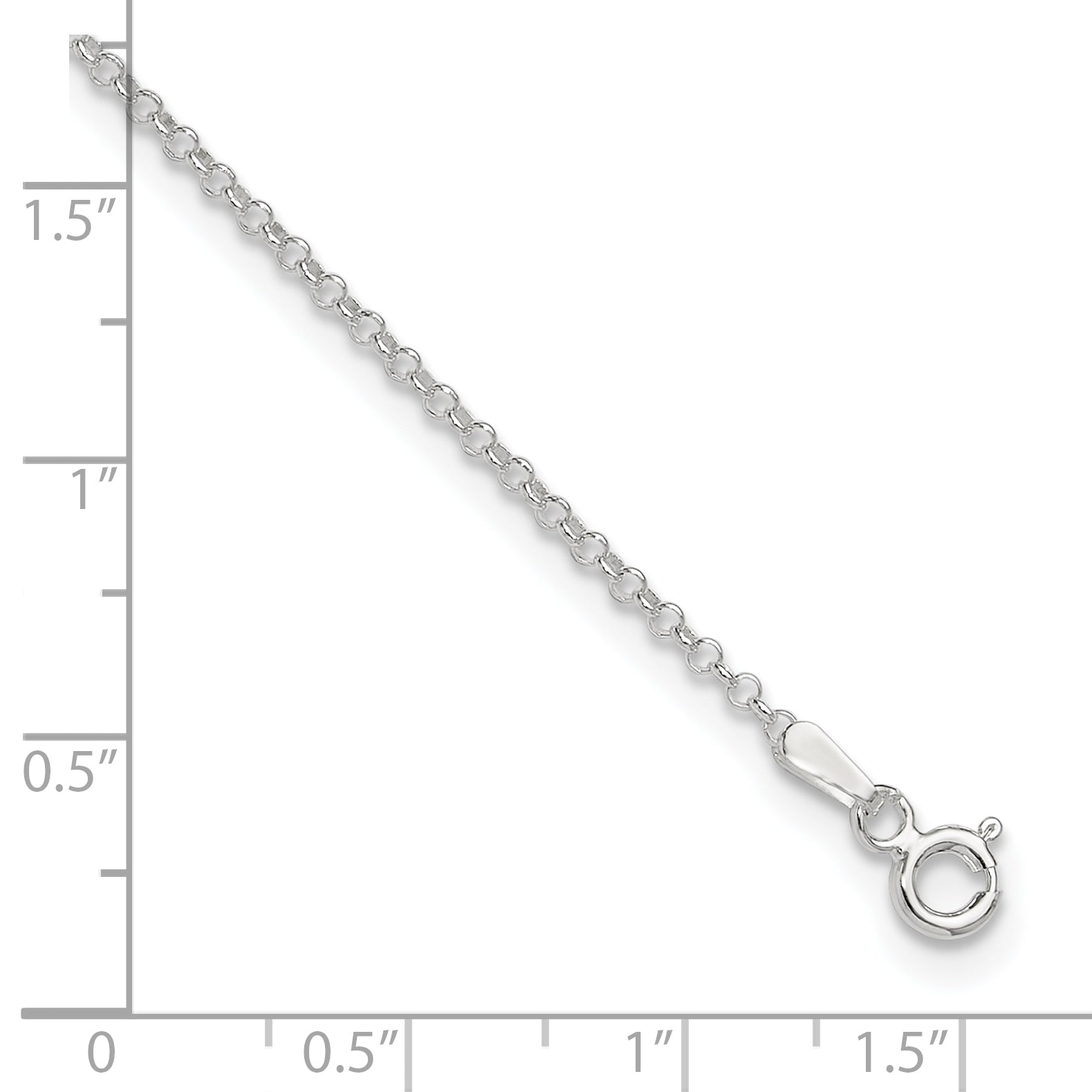 Sterling Silver 1.5mm Rolo Chain 9 inch Plus 1 inch Extender - Total 10 inch Anklet