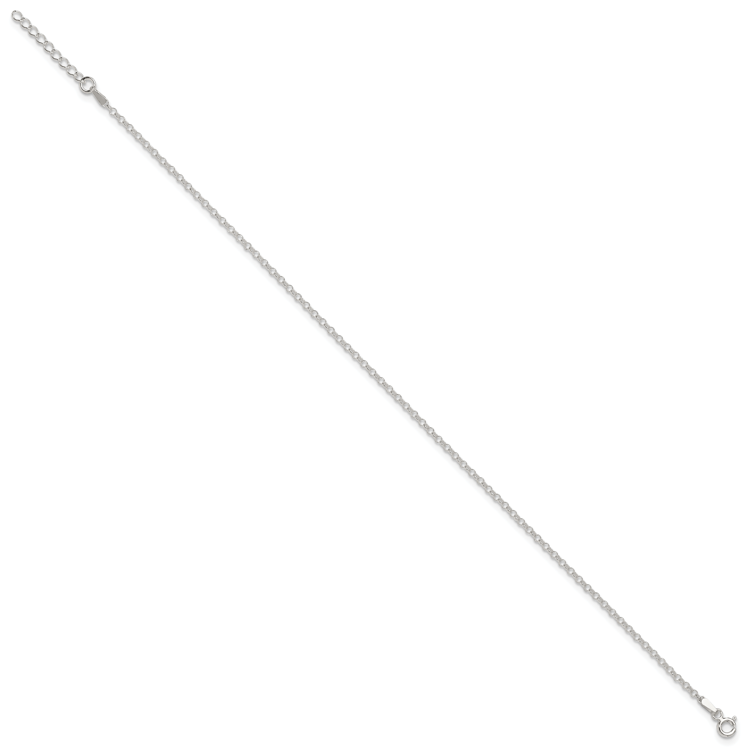 Sterling Silver 2mm Rolo Chain 9 inch Plus 1 inch Extender - Total 10 inch Anklet Secondary image