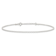 Sterling Silver 2mm Rolo Chain 9 inch Plus 1 inch Extender - Total 10 inch Anklet