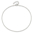 Sterling Silver 1.3mm Singapore Chain 10 inch Plus 1 inch Extender Chain - Total 11 inch Anklet
