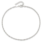 Sterling Silver 1.8mm Singapore Chain 10 inch Plus 1 inch Extender Chain - Total 11 inch Anklet