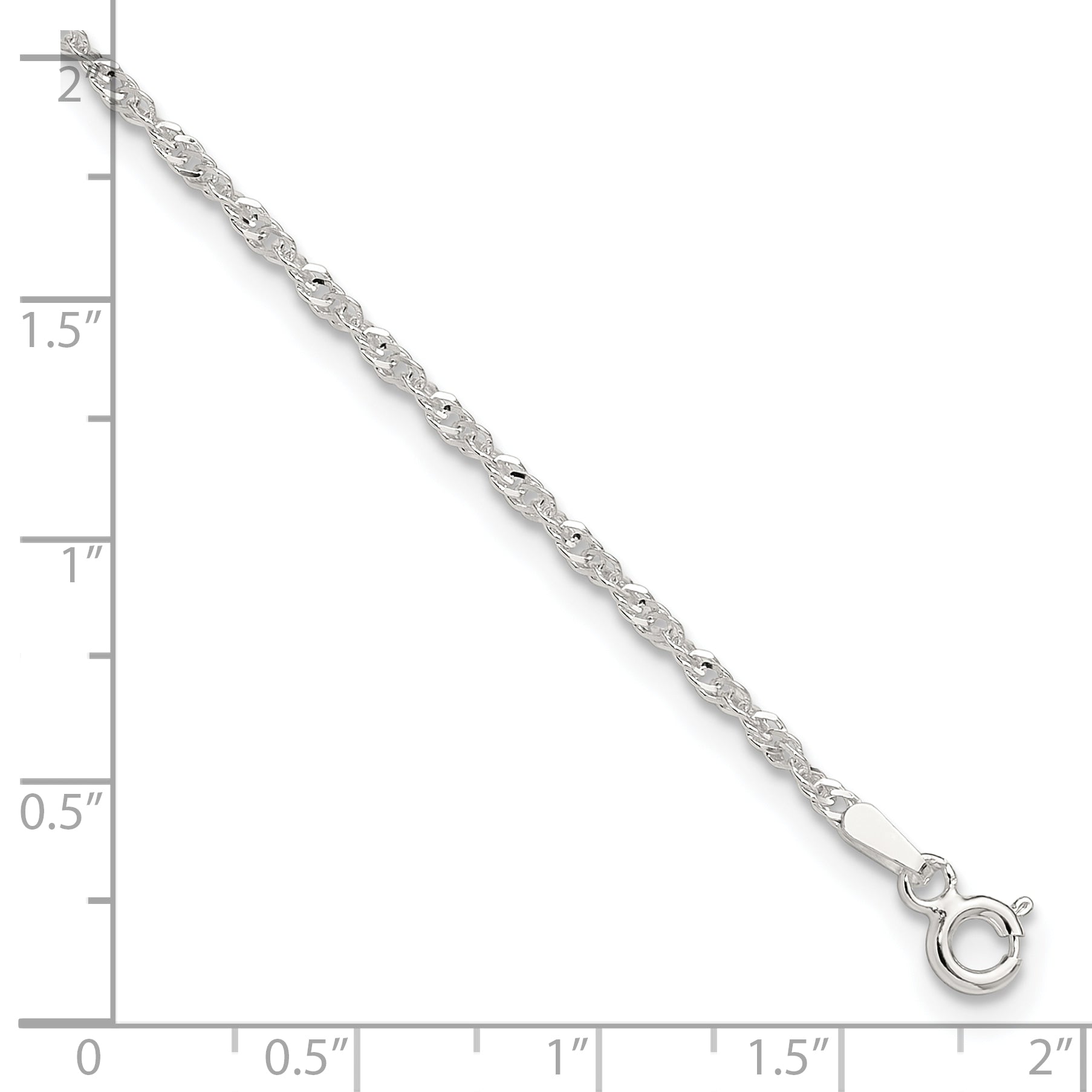 Sterling Silver 1.8mm Singapore Chain 9 inch Plus 1 inch Extender Chain - Total 10 inch Anklet
