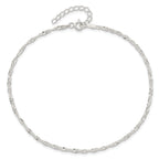 Sterling Silver 2mm Singapore Chain 10 inch Plus 1 inch Extender Chain - Total 11 inch Anklet