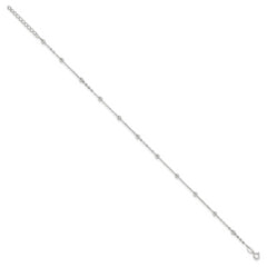 Sterling Silver 1mm Beaded Chain 10 inch Plus 1 inch Extender - Total 11 inch Anklet
