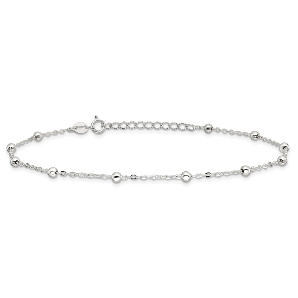Sterling Silver 1mm Beaded Chain Plus Extender - Total Anklet