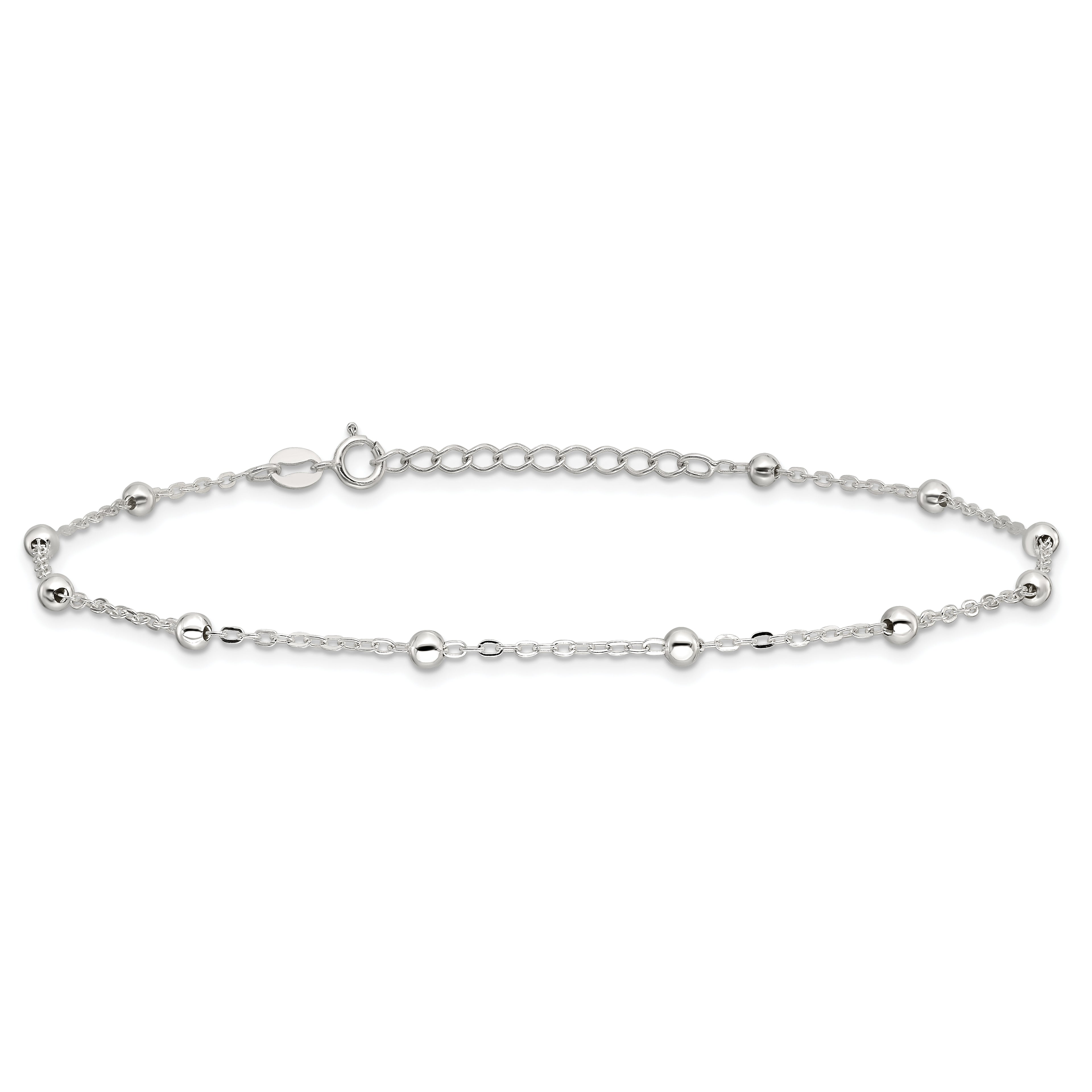 Sterling Silver 1mm Beaded Chain Plus Extender - Total Anklet