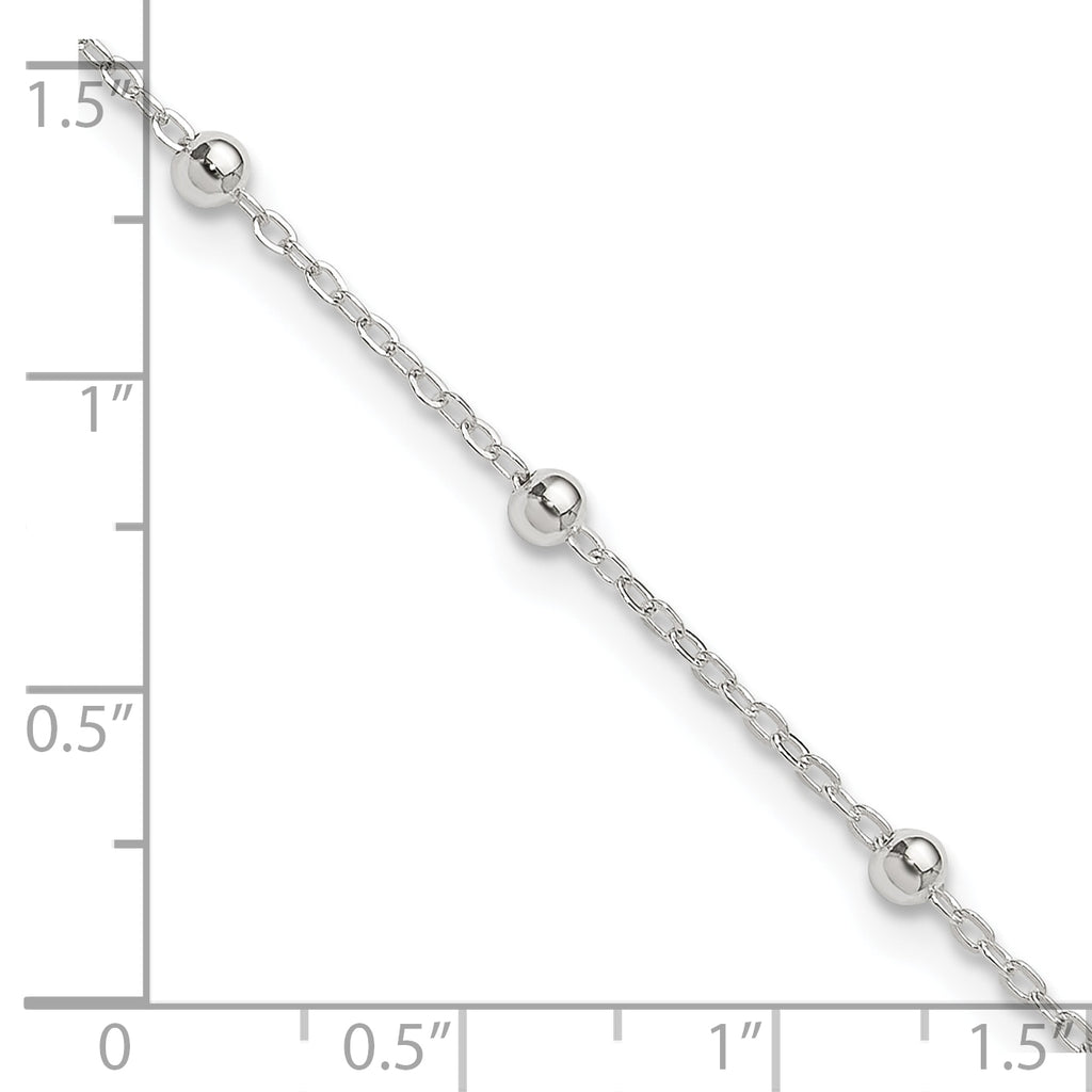Sterling Silver 1mm Beaded Chain Plus Extender - Total Anklet