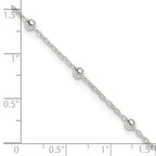 Sterling Silver 1mm Beaded Chain 9 inch Plus 1 inch Extender - Total 10 inch Anklet