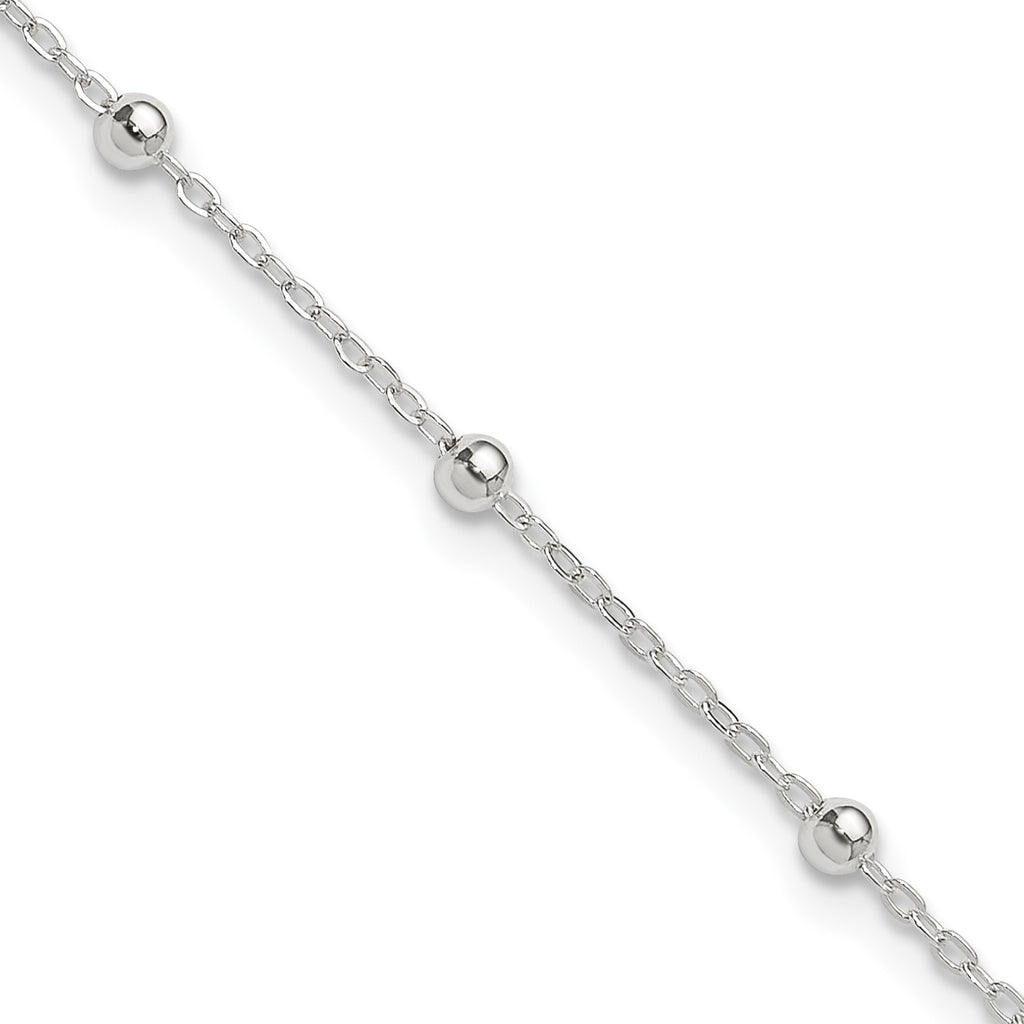 Sterling Silver 1mm Beaded Chain Plus Extender - Total Anklet