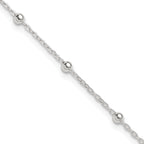 Sterling Silver 1mm Beaded Chain Plus Extender - Total Anklet
