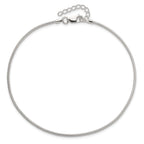 Sterling Silver 1.5mm Round Snake Chain 9 inch Plus 1 inch Extender - Total 10 inch Anklet