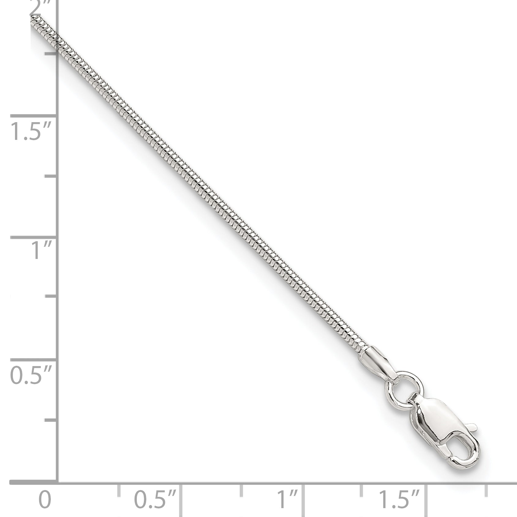 Sterling Silver 1.5mm Round Snake Chain 9 inch Plus 1 inch Extender - Total 10 inch Anklet