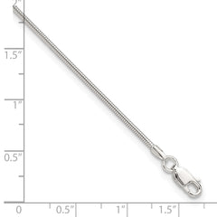 Sterling Silver 1.5mm Round Snake Chain 9 inch Plus 1 inch Extender - Total 10 inch Anklet