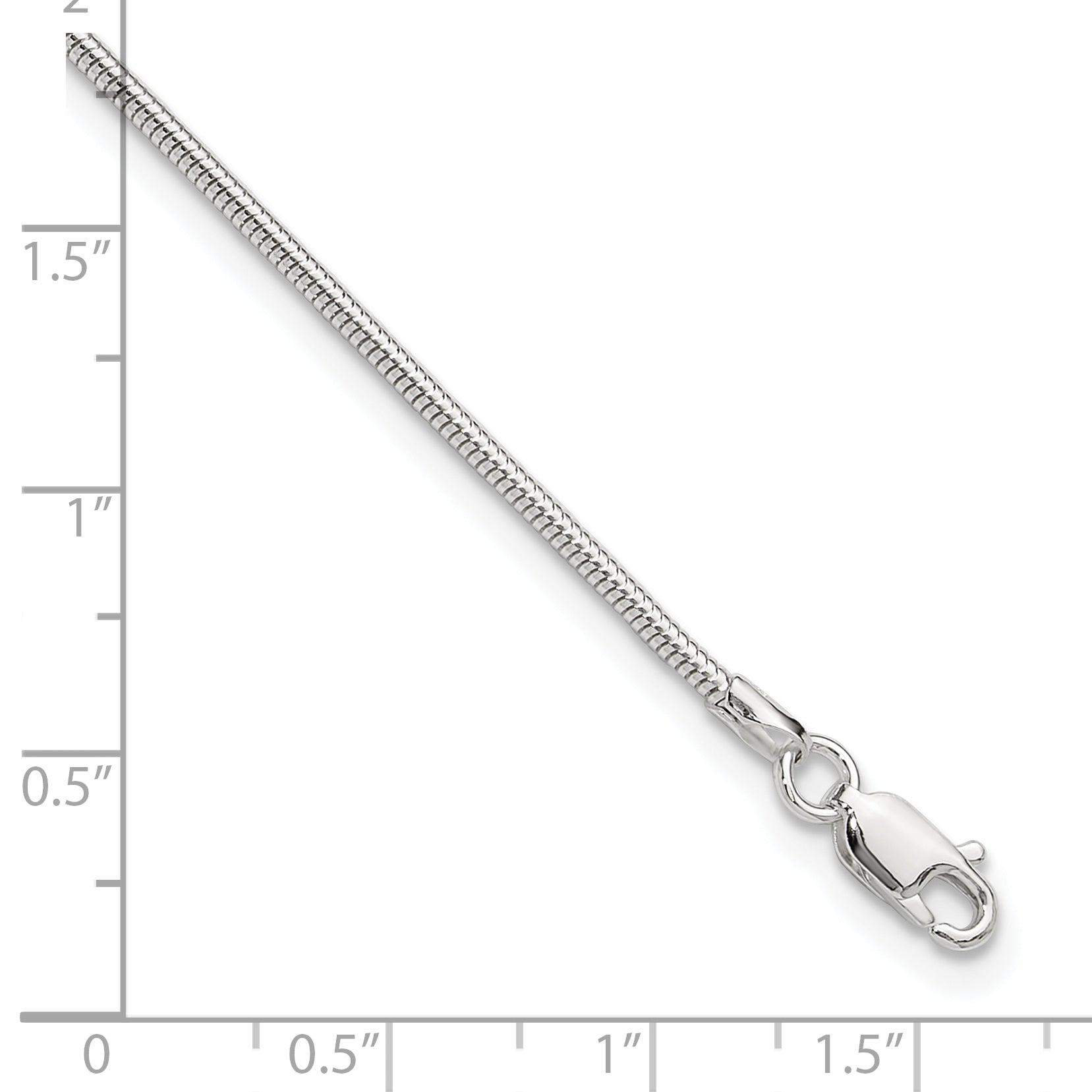 Sterling Silver 1.5mm Round Snake Chain 9 inch Plus 1 inch Extender - Total 10 inch Anklet
