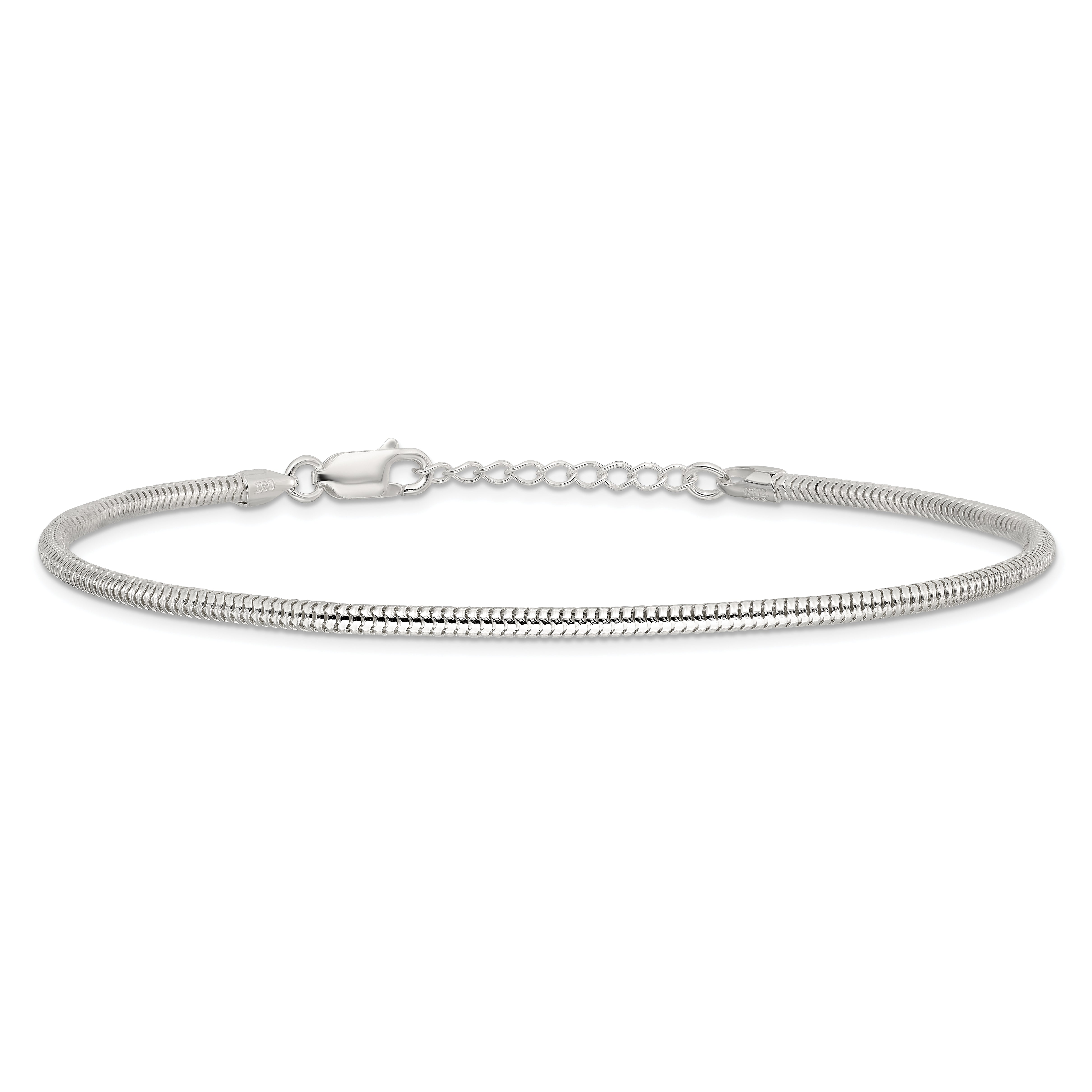 Sterling Silver 2.5mm Snake Chain 10 inch Plus 1 inch Extender - Total 11 inch Anklet