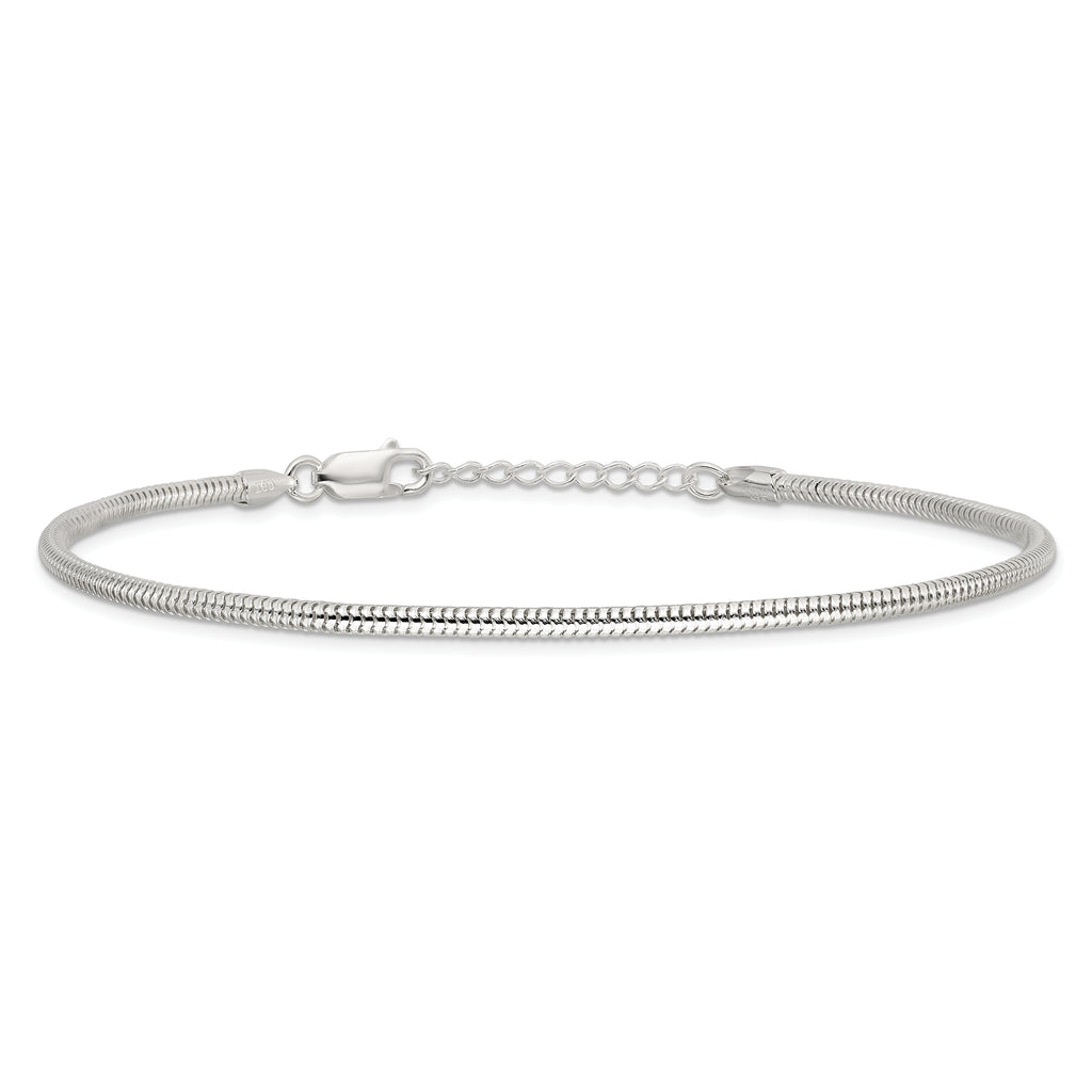 Sterling Silver 2.5mm Snake Chain 10 inch Plus 1 inch Extender - Total 11 inch Anklet