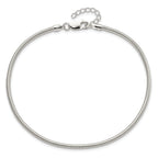 Sterling Silver 2.5mm Snake Chain 10 inch Plus 1 inch Extender - Total 11 inch Anklet
