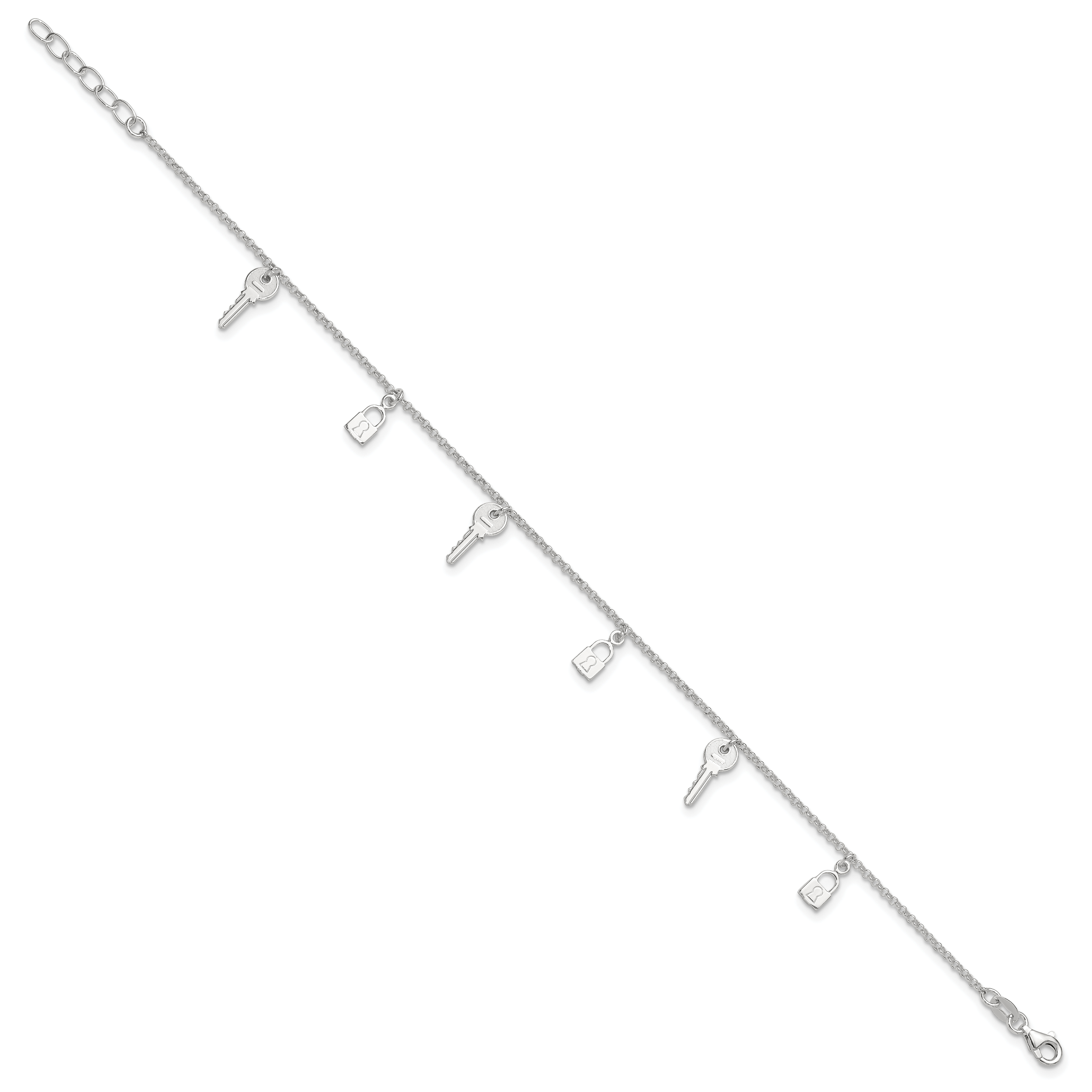 Sterling Silver Lock and Key Plus Extender - Total Anklet Secondary image